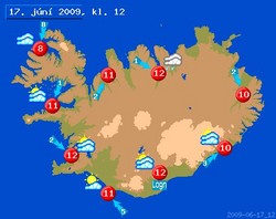 Íslandskort 17. júní 2009